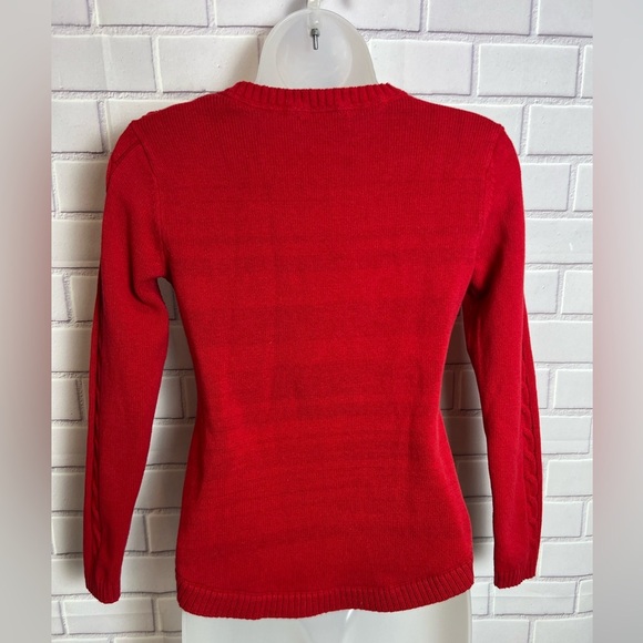 CHARTER CLUB Red Cable Knit Sweater with Button Detail/size PP - Picture 4 of 7